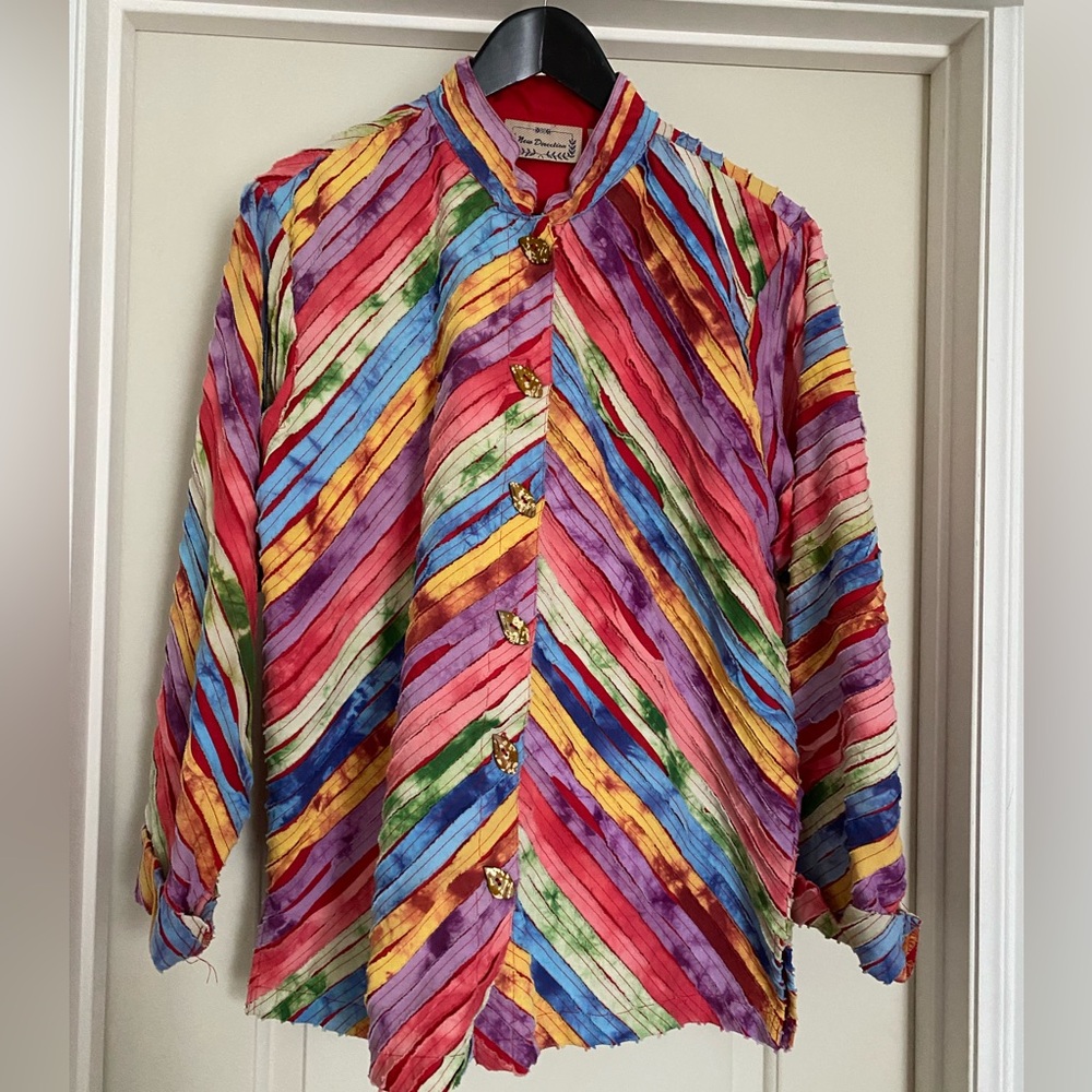 New Directions Multicolor Striped Button Down Shirt